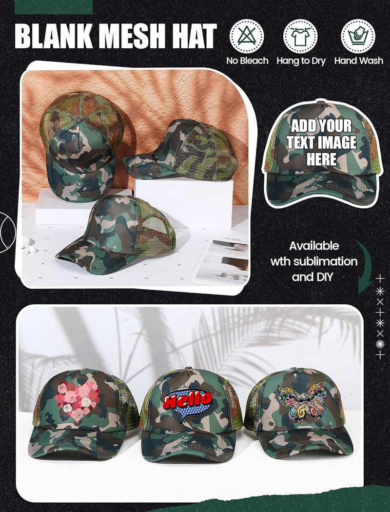 Tarpop 10 Pcs Sublimation Blank Trucker Hats Bulk Mesh Baseball Cap Polyester Mesh Trucker Hat for Men and Women - Image 5